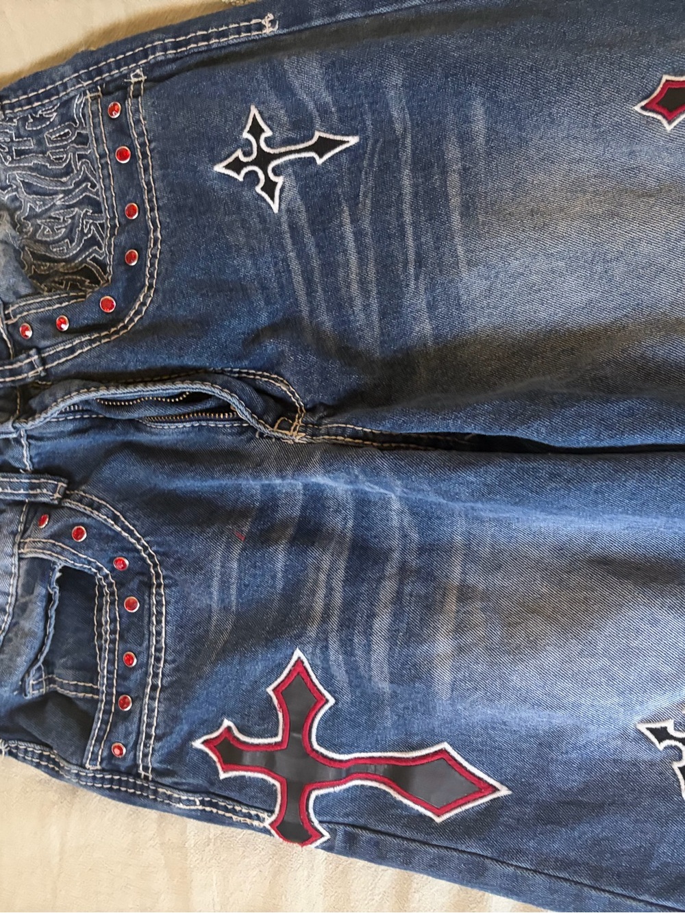 Ambush Men Ninth Hall Ambush Crosses Baked Medium Blue Wash Loose Fit Jeans. - Picture 7 of 13